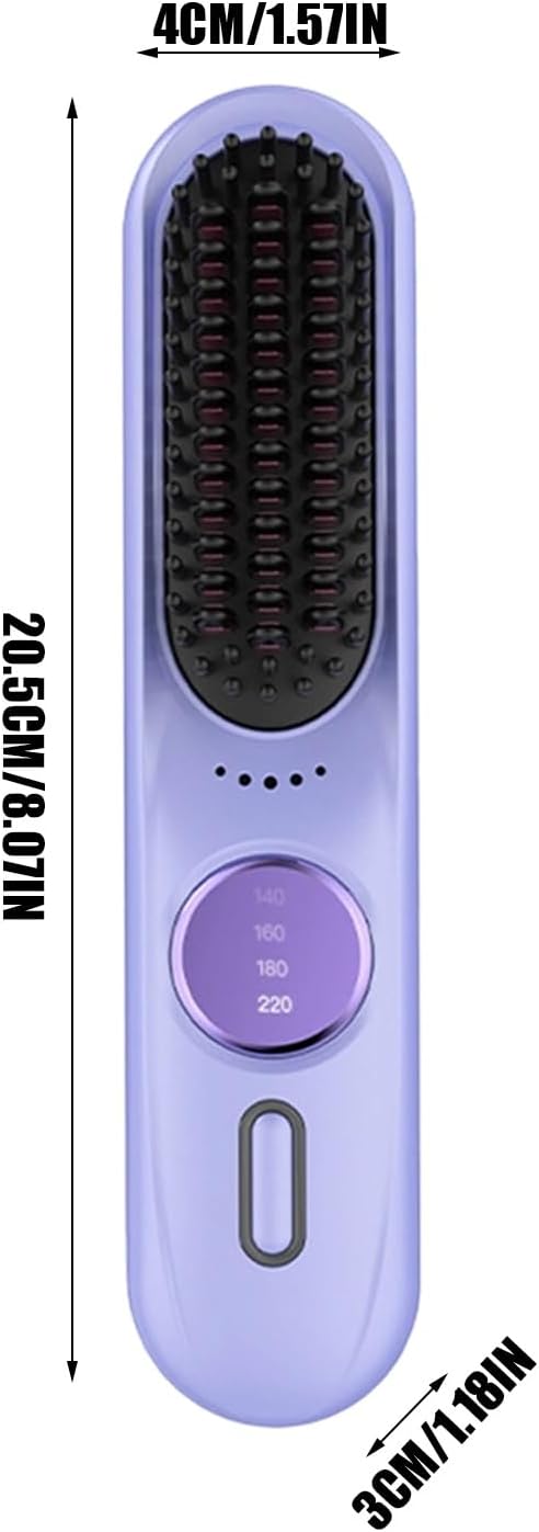Hair Straightener - Hair Straightening Brush | Fast Heating 35w Cordless Comb Compact Time Saving 9 Level Portable Straightening Brush for Vacation Holiday Road Trip Commuting Dating