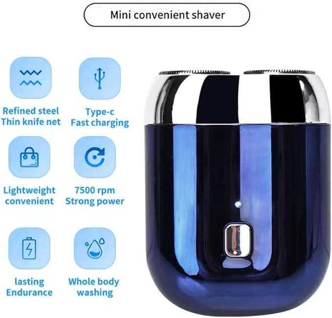 Mini Electric Shaver IPX-7 Waterproof Razor Portable Mini Electric Men's Shaver (Green)