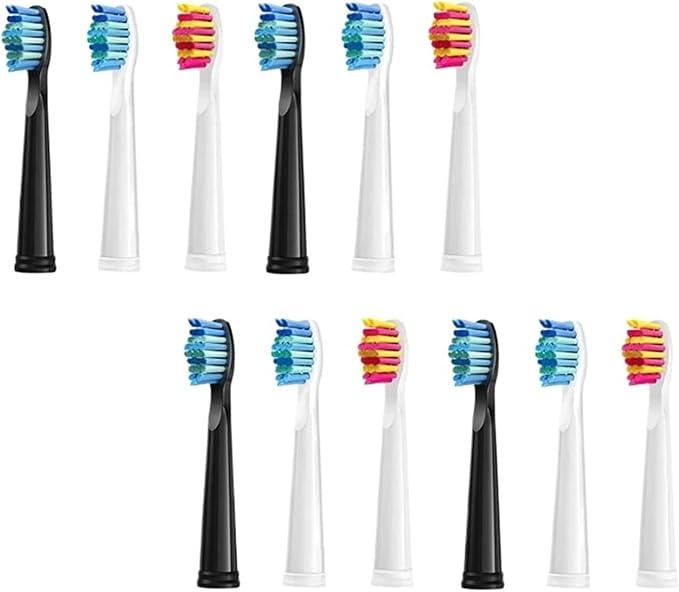 5-10Pcs Replacement Brush Heads for Seago Fairywill Electric Toothbrush FW SG 507 508 515 551 917 959 908 Dupont Bristle(5 Black 5 White)