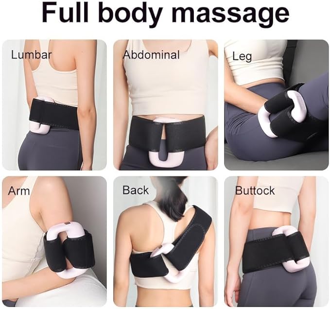 Multifunctional Full-Body Fascia Ring 5-Speed Adjustable Abdominal Vibration for Fat Burning Massager USB-C Rechargeable Portable Pain Relief &amp Recovery for Neck Shoulder (Pink)