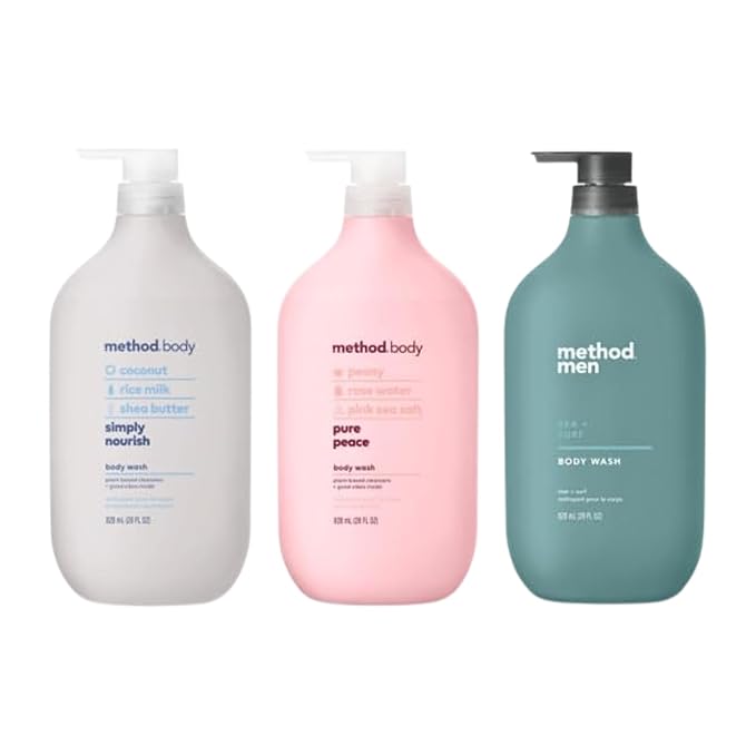 Method Body Wash Sampler Variety (Pure Peace Sea &amp Surf &amp Simply Nourish) (Simply Nourish + Pure Peace + Sea + Surf (Body Wash))