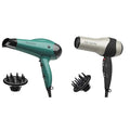 Revlon Volume Booster Hair Dryer | 1875W for Voluminous Lift and Body (Green) &amp Turbo Hair Dryer | 1875 Watts of Maximum Shine Fast Dry (Silver)