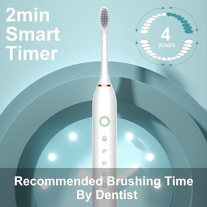 2 Pack Electric Toothbrush for Adults with 8 Brush Heads 6 Modes 42000vpm Sonic Electric Toothbrush Black+Pink