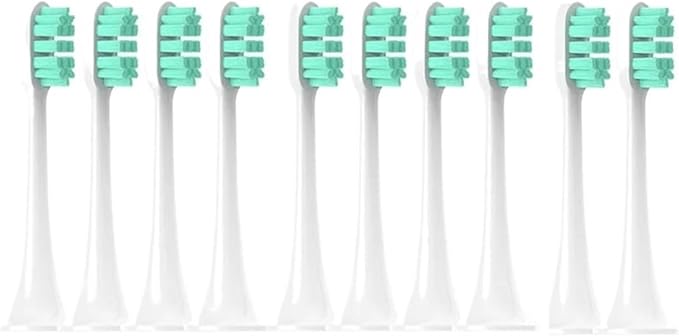 Replacement Brush Heads Compatible for Xiaomi Mijia Sonic Electric Toothbrush Soft Bristle Caps Sealed Package(10Green)