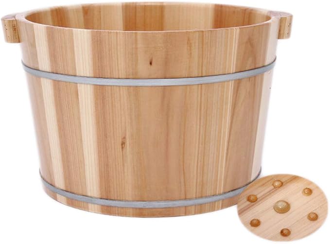 Katzowen Foot Massager Spa Household Foot Bath Wooden Foot Basin Foot Tub Adult Fragrant Fir Foot Bath Barrel Foot Bath Fragrant Fir Barrel Family Health Gift26cm (Color : A)