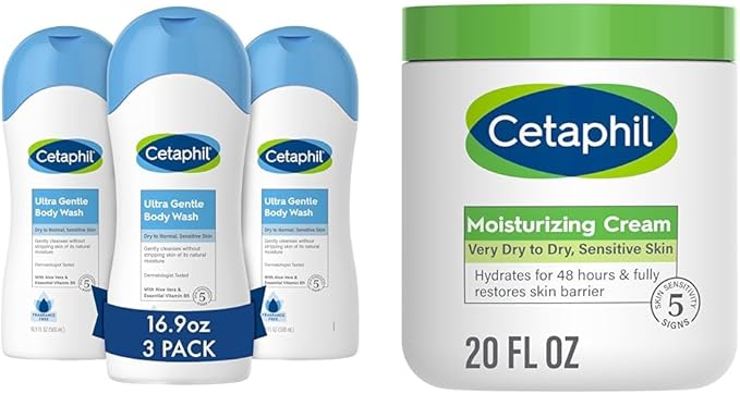Cetaphil Ultra Gentle Body Wash 16.9oz Pack of 3 - For Dry to Normal &amp Body Moisturizer Hydrating Moisturizing Cream for Dry to Very Dry