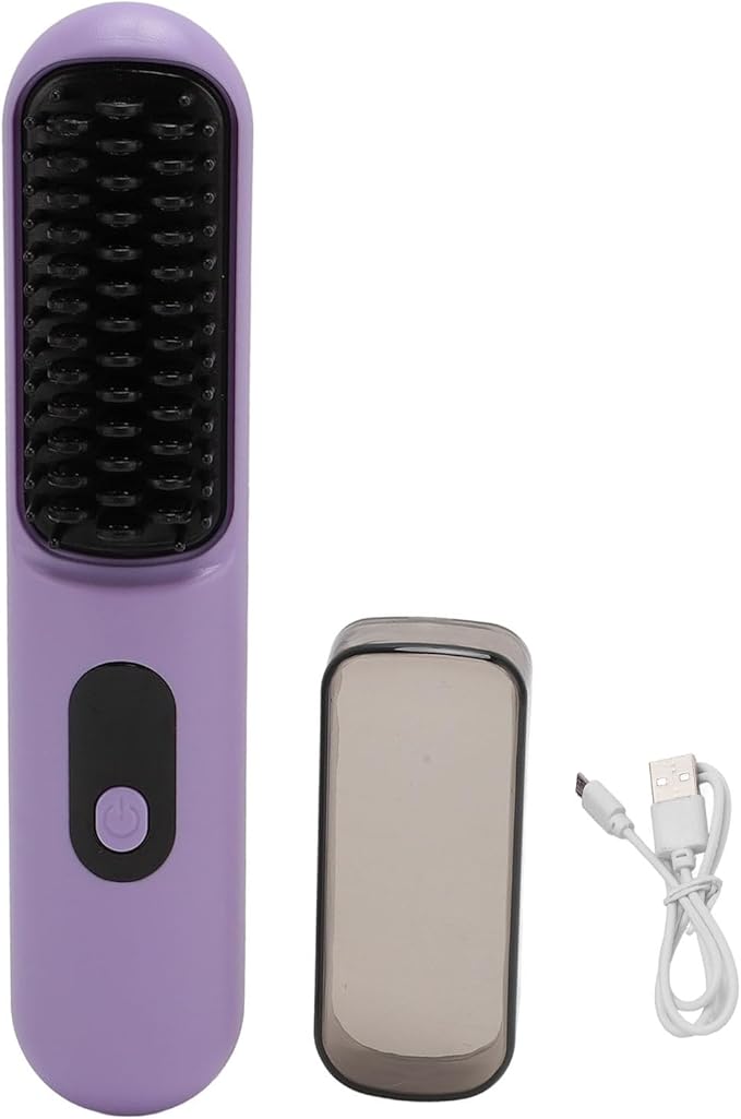 Hair Straightener Brush Portable Cordless Straight Hair Comb Travel Size Non Static Rechargeable Comb for Home Travel