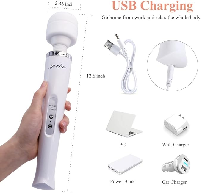 YEVIOR Cordless Personal Electric Massager Wand with 10 Pulse Settings Strong Vibration for WomenPersonal Total Body Therapy Massager for Sports Recovery Muscle Aches Body Pain