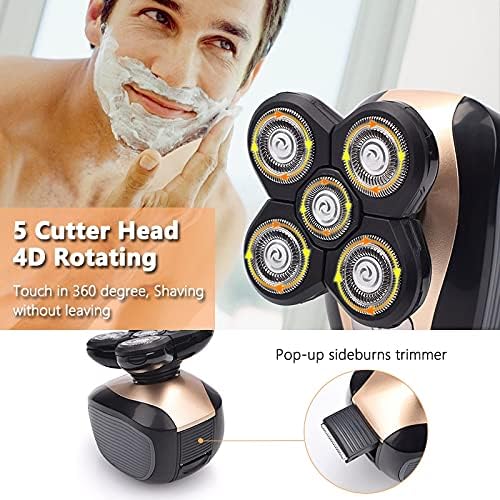 Electric Razor for Men 4D 5-in-1 Floating Head Men's Electric Shaver Kit Portable Rechargeable IPX7 Waterproof Shaver Nose Hair Trimmer Bald Body Razor