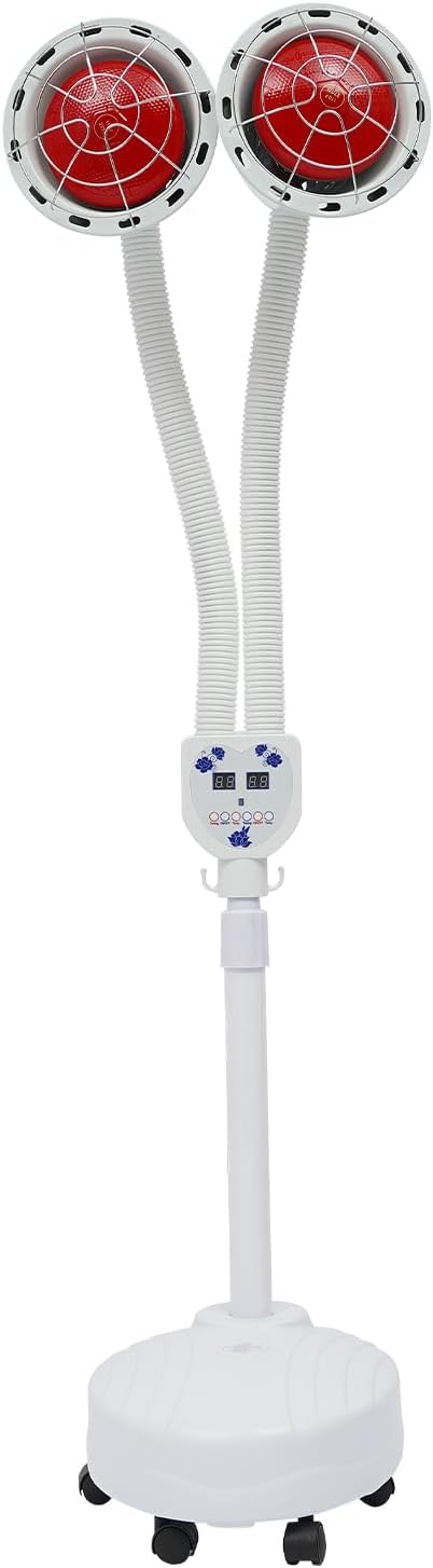 2 Heads Infrared Light 275W Red Near Infrared Heat Lamp for Body or Pain Therapy Device with Timer and Adjustable Temperature Light Therapy Floor Lamp with 360° Adjustable Angle