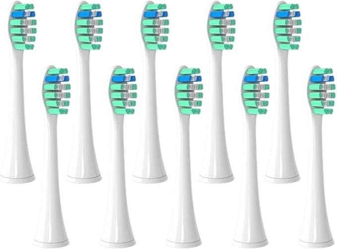 Brush Heads Compatible for with Philips Sonicare Tips Soft Dupont Nozzles Vacuum Sealed Packaged Hx3/6/8/9 Series General(10pcs Green)