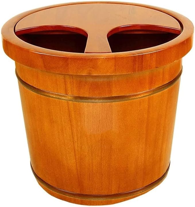 Foot Tub Wooden Foot Basin Foot Tub Home Solid Wood Foot Basin Maintain Water Temperature and Relieve Foot Pressure Foot Bath Wooden Bucket Foot Spa Household Wash Ba (Color : B)