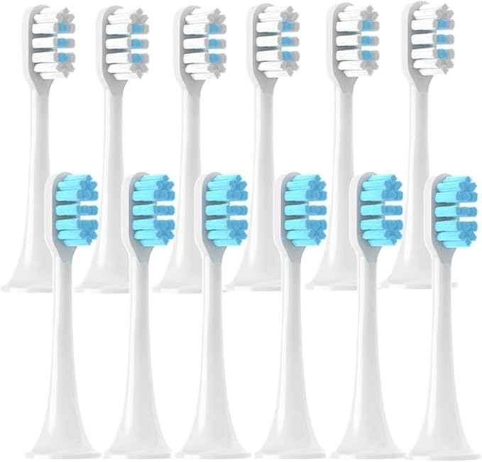 12PCS Replacement Brush HeadsCompatible for XIAOMI MIJIA T300/T500/T700 Electric Tooth Soft Bristle Caps Vacuum Package Nozzles(6WhiteBlue6BlueD)