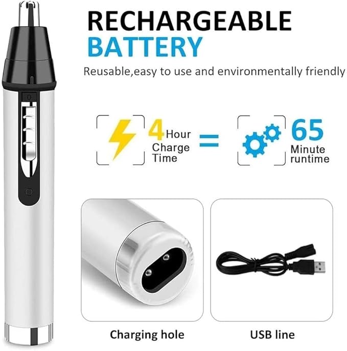 Nose and Ear Hair Trimmer USB Rechargeable Lighted Personal Trimmer Groomer Electric Eyebrow Trimmer with Charger Light for Business Trip or Home Easy Cleansing