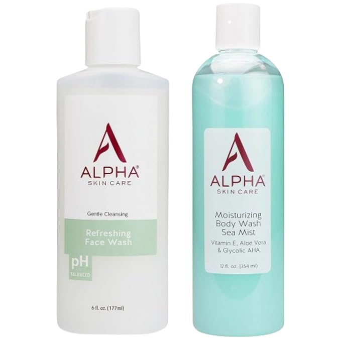 Alpha Moisturizing Body Wash 12 Fl Oz and Refreshing Face Wash 6 Fl Oz