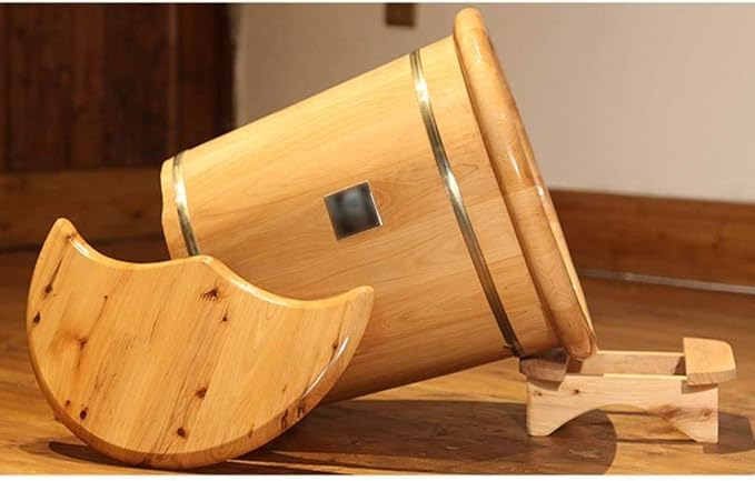 Foot Tub Wooden Foot Basin Foot Washing Bucket Wooden Foot Tub Foot Bath Basin 30cm High Footbath Sauna Foot Bath Barrel Household Foot Soaking Barrel Pain Fatigue Relief Foot Washing Barrel (Co