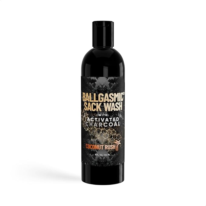 Derm Dude BallGasmic Ball Wash for Men – Sweet Whiskey + Coconut Rush | Anti-Chafing Charcoal Body Wash for Groin Care &amp Odor Defense – 2 x 8oz
