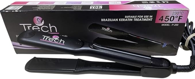 Trech Professional Hair Straightener Salon Model JP-200 Brazilian Keratin Treatment Compatible 230°C/450°F Temperature Black