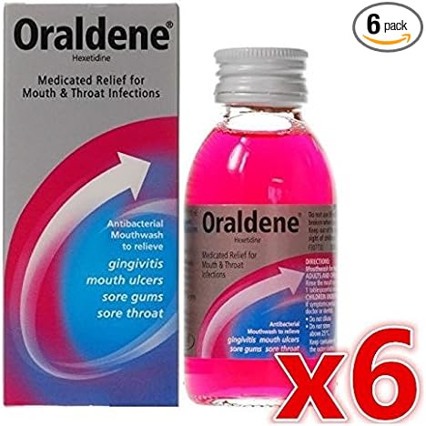 6 x Oraldene® Medicated Mouthwash Mouth Wash for Mouth Ulcers Sore Gum Throat Infection 200ml