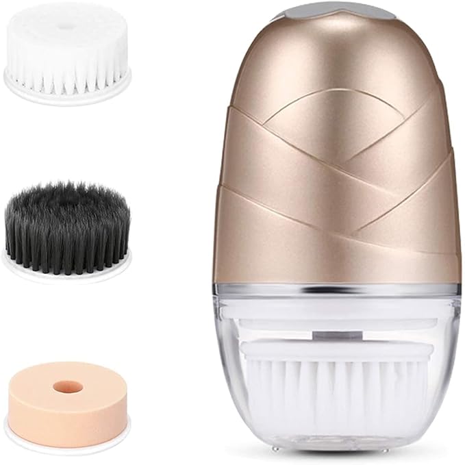 Rechargeable Face Cleaning Massager with 3 in-1 Detachable Heads 2 360 Speed Rotations IP7X Waterproof for Facial Use