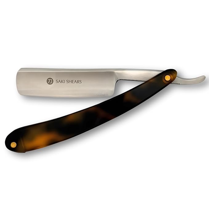 Shaving Straight Edge Razor from Saki Shears (Blonde Tortoise)