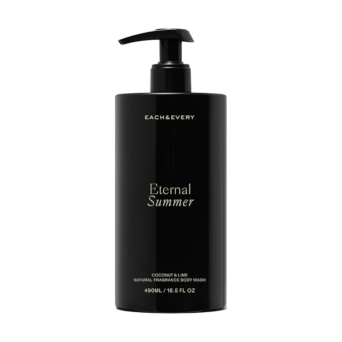 Each &amp Every Body Wash for Women and Men - Skin Feels Hydrated Smooth &amp Soft - Ceramides Lactic Acid AHA &amp Moringa Oil - 100% Natural Fragrance Gel - Eternal Summer Coconut &amp Lime -