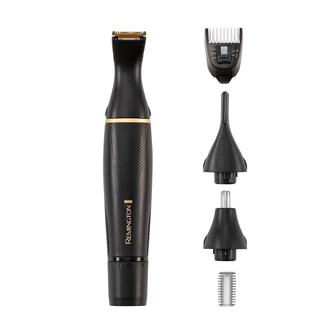 Remington T-Series Nose and Ear Hair Trimmer Detail Kit Nose Hair Trimmer Ears Eyebrows and Facial Hair Vertical and Rotary Trimmer 2 Combs Precision Cutter and Adjustable Comb - NE7000