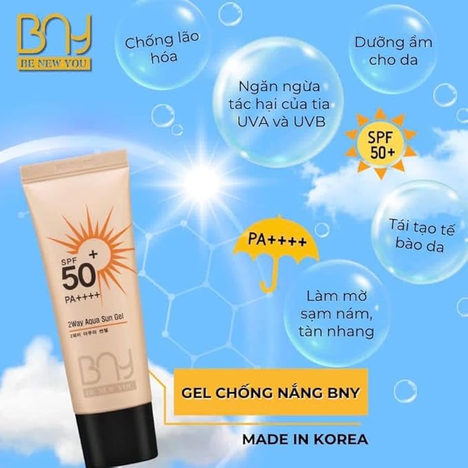 2 Pack x 30ml Be New You (BNY) Sun Gel SPF 50+ PA++++ Korean Sunscreen For All Skin Types