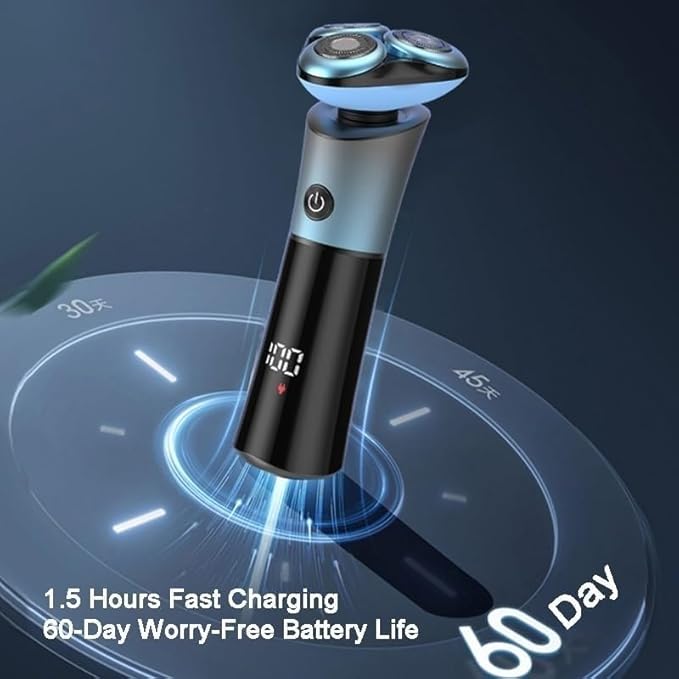 Electric Razor for Men Men's Electric Shaver 3D Floating Blade Washable Type-C Rechargeable Razor Waterproof Digital Display Face Shaving Beard Machine