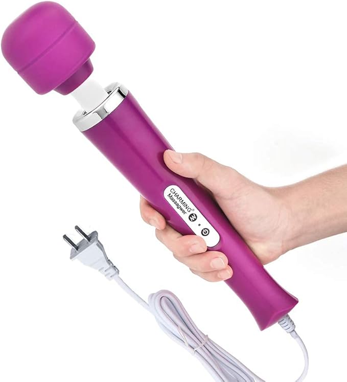 CHARMING 10 Speeds Wired Powerful Handheld Massager with Strong Vibrations Personal Therapy Massager for Sports Recovery Muscle Aches Body Pain (Purple)