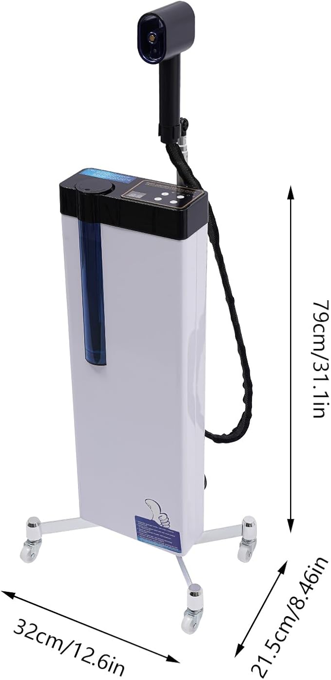 3-in-1 Nano Hair Steamer 1300W Hair Salon Nano Steamer Nanoscale Spray for Hair Care Hair Repair Floor Standing Hair Color Processor SPA Steamer with Wheels Salon Spa Equipment (White)