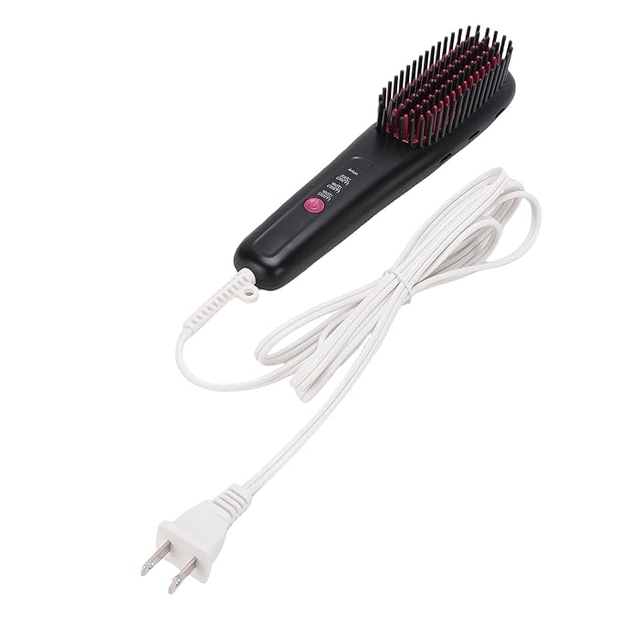 ZJchao Hair Straightener Comb Adjustable 3 Temperature Settings Portable Straightening Brush with 3D Teeth for Home Travel Use Black