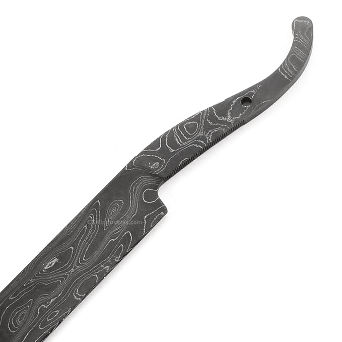 Shave Master USA Damascus Straight Razor Blade Blank - DIY Knife Kit with Stainless Pinstock - Hollow Ground - 416 Layer Carbon Steel - Custom Shaving Build - Made in America for Makers &amp Collecto