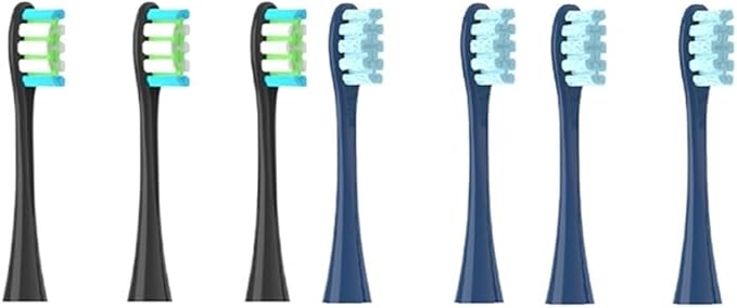 Compatible for Flow/X/X PRO/ Z1/ F1/ One/Air 2 /SE Brush Heads Soft Sonic Toothbrush Vacuum Bristle 7pcs Replacement(3Black 4Dark Blue)