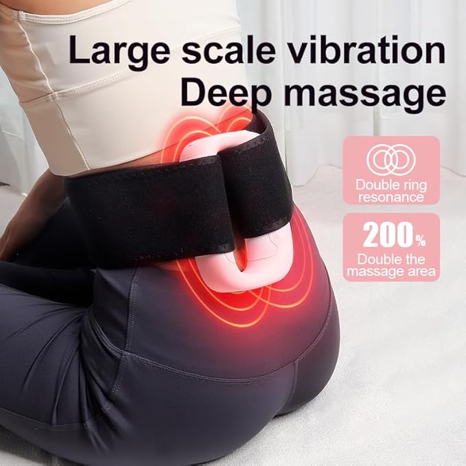Multifunctional Full-Body Fascia Ring 5-Speed Adjustable Abdominal Vibration for Fat Burning Massager USB-C Rechargeable Portable Pain Relief &amp Recovery for Neck Shoulder (Pink)