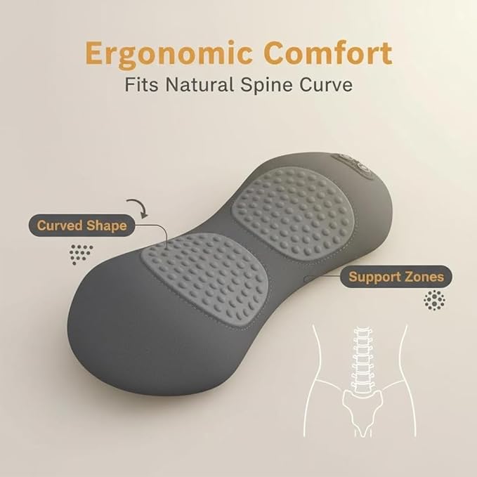 3-in-1 Electric Back Massager with Vibration &amp Traction: Smooth Spine Triple Fusion Back Massager Pillow - Stress Relief for Home Office and Travel (Dark Gray)