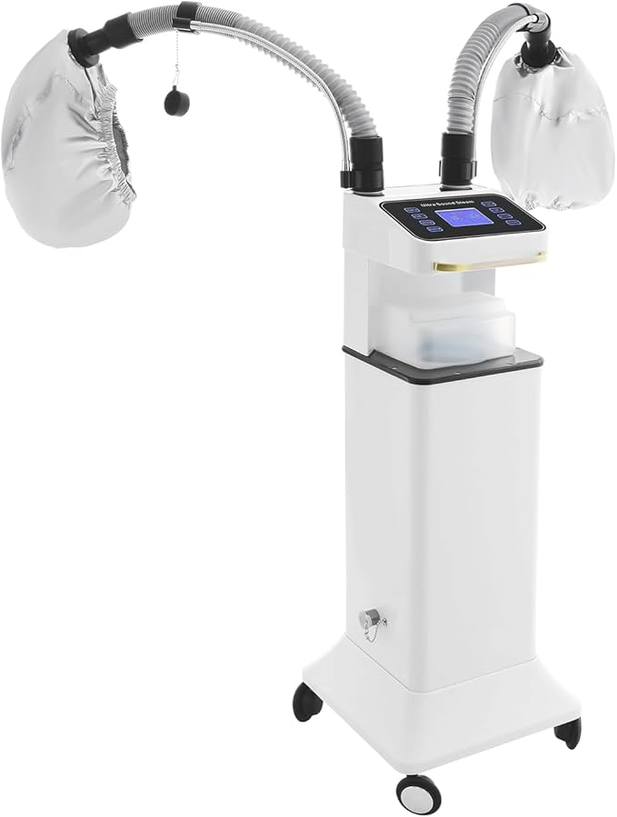 Multifunctional Nano Hair Steamer Machine 650W Professional Micro Mist Salon Processor 2 Vaporizing Caps for Hair Deep Care Repair Salon Spa Without Damage (White-1)