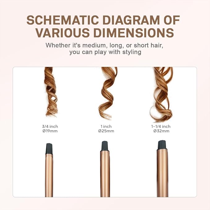 Caliber Professional Inno Heat Curling Iron Adjustable Temperature LED Display Rose Gold (1 inch (25mm))