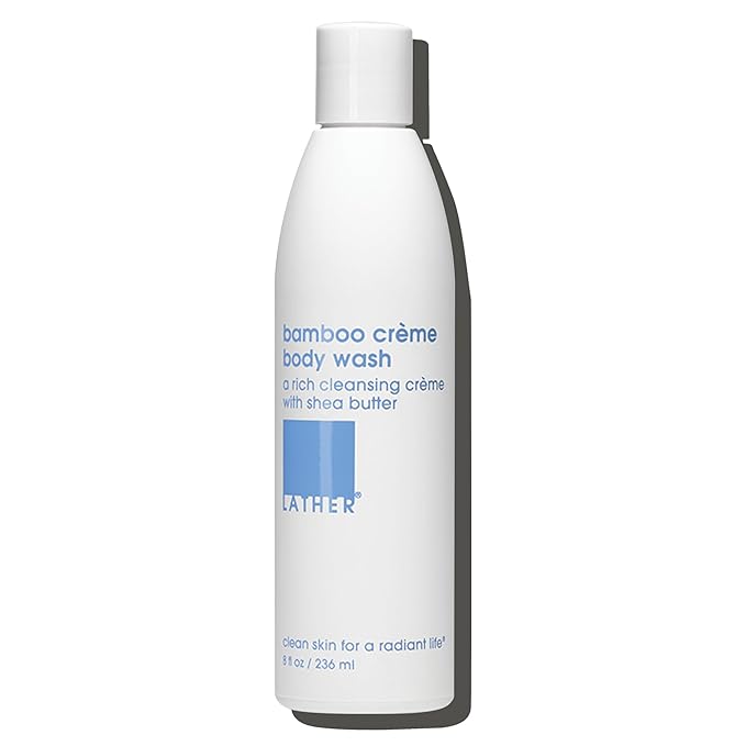 LATHER - Bamboo Crème Natural Body Wash 8 fl oz - Shower Gel Cleanser - Gentle Body Soap - Essential Oils - Bamboo Shea Butter Lavender - All Skin Types - Vegan Cruelty Free - Beauty &amp Skincar