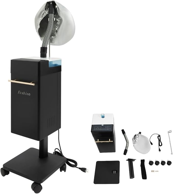 650W Professional Hair Steamer Multifunctional Nano Steamer for Hair 110V Stand up Hair Steamer for Deep Conditioning (Black)