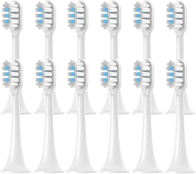 8/12/16PCS Compatible for MIJIA T302 Replacement Toothbrush Heads(T302White Blue-12pcs)