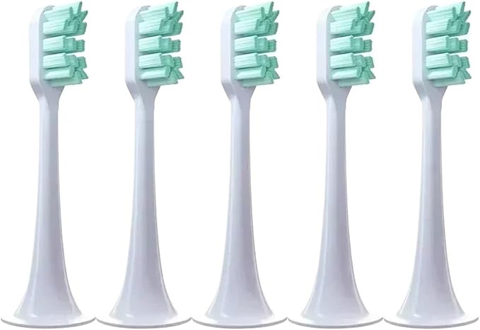 5pcs Replacement Toothbrush HeadsCompatible for T300 T500 Teeth Brush T700 Soft Teethbrush Nozzles(5 Green-Standard)