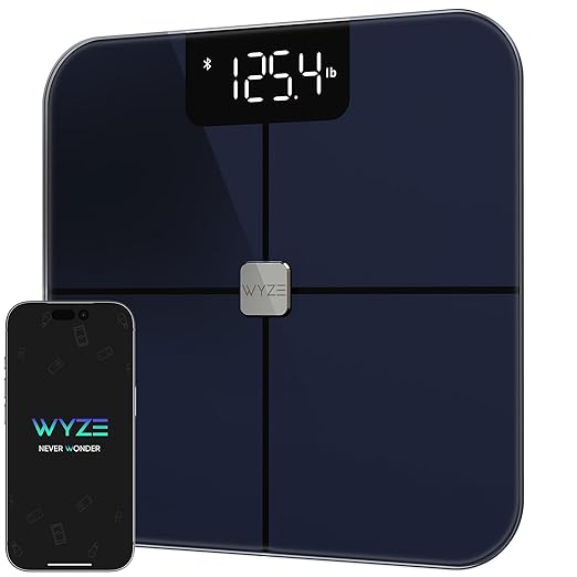 Wyze Smart Scale Scale for Body Weight Digital Bathroom Scale for Body Fat BMI and Heart Rate Body Composition Analyzer with App Batteries Included Bluetooth 400 lb Black