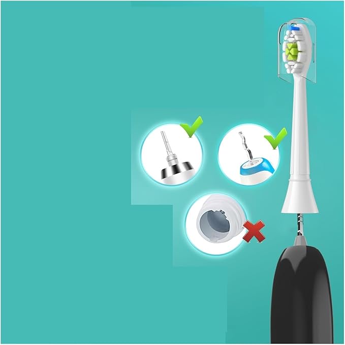 4/8pcs Replacement Toothbrush Heads Compatible for Philips Sonicare Soft Electric Brush Head 4100 6500 6100 7500 5(2White 2Black)