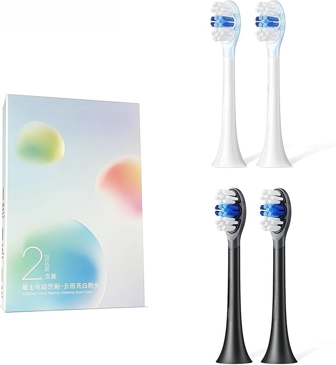 Replacement Toothbrush Heads Compatible with SOOCAS X3S/X3U/X3pro/D2/D3S/D5 Sonic Electric Tooth Brush Head Nozzle Jets(4 Clean Black)