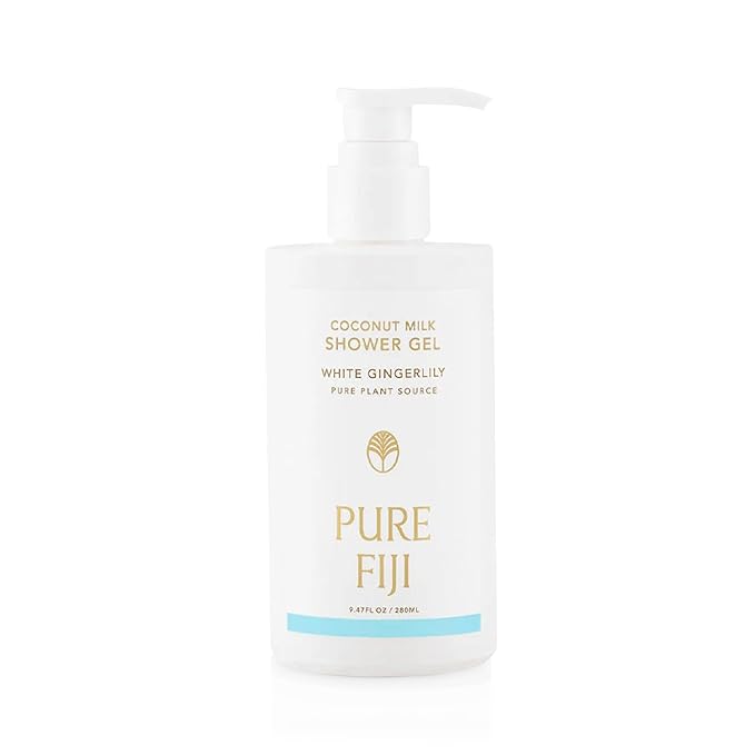PURE FIJI Coconut Milk Shower Gel 9.47 oz / 280 ml | Hydrating Moisturizing Gentle Natural Body Wash Tropical Scent Coconut Oil Daily Skin Care (White Gingerlily)