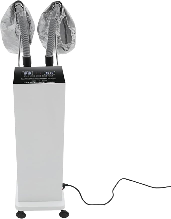 Professional Nano Hair Steamer Machine 650W Standing Hooded Steamer for Deep Conditioning &amp Hair Treatment 5 Modes 2 Vaporizing Caps for Salon &amp Barber Shop (White)