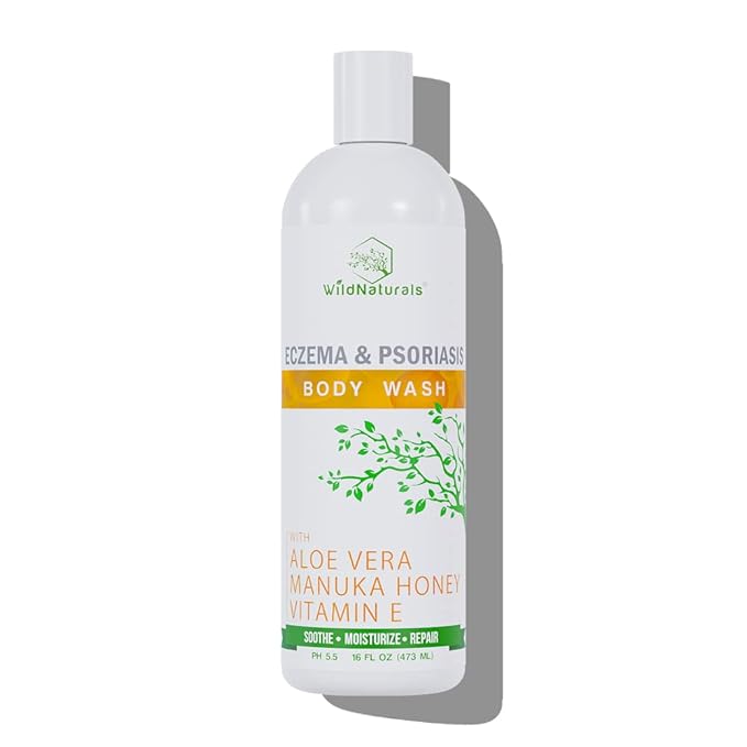Wild Naturals Moisturizing Eczema Body Wash – Gentle Psoriasis Body Wash for Itchy Dry Skin Relief – Eczema Soap for Redness and Flareups – Hydrating Cleanser for Women and Men