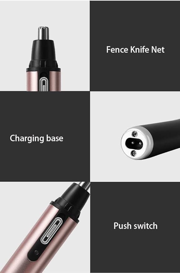 4 in 1 Nose Hair Trimmer and Eyebrow Trimmer USB Rechargeable Waterproof Eyebrow Razor Nasal Hair Trimming Tool for Travel Bathroom Camping Easy Cleansing (Color : Gold)