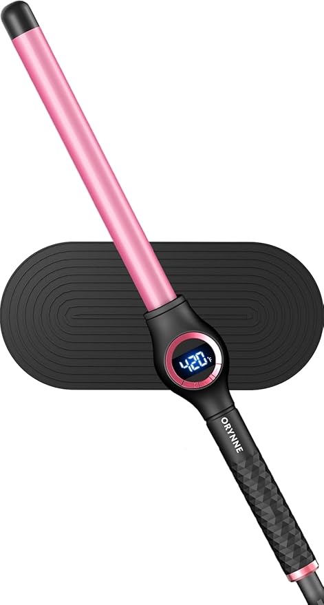 3/4 Inch Curling Wand for Long Hair Extra Long Barrel Ceramic Wand Curling Iron 7 Adjustable Heats 110-240V Dual Voltage Hair Wand Curler 60 Minutes Auto Shut Off
